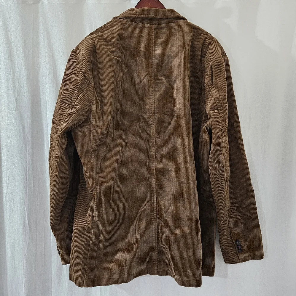 Chouyatou Vintage Casual Blazer Jacket in Brown Corduroy Men's Size XL